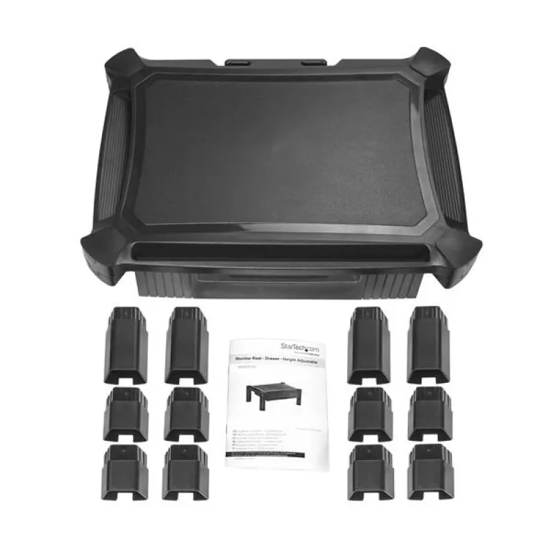 StarTech.com MONSTADJD – Reguliuojamo aukščio monitoriaus stovas su stalčiumi, laisvai pastatomas, 10 kg, 33–81,3 cm, juodas