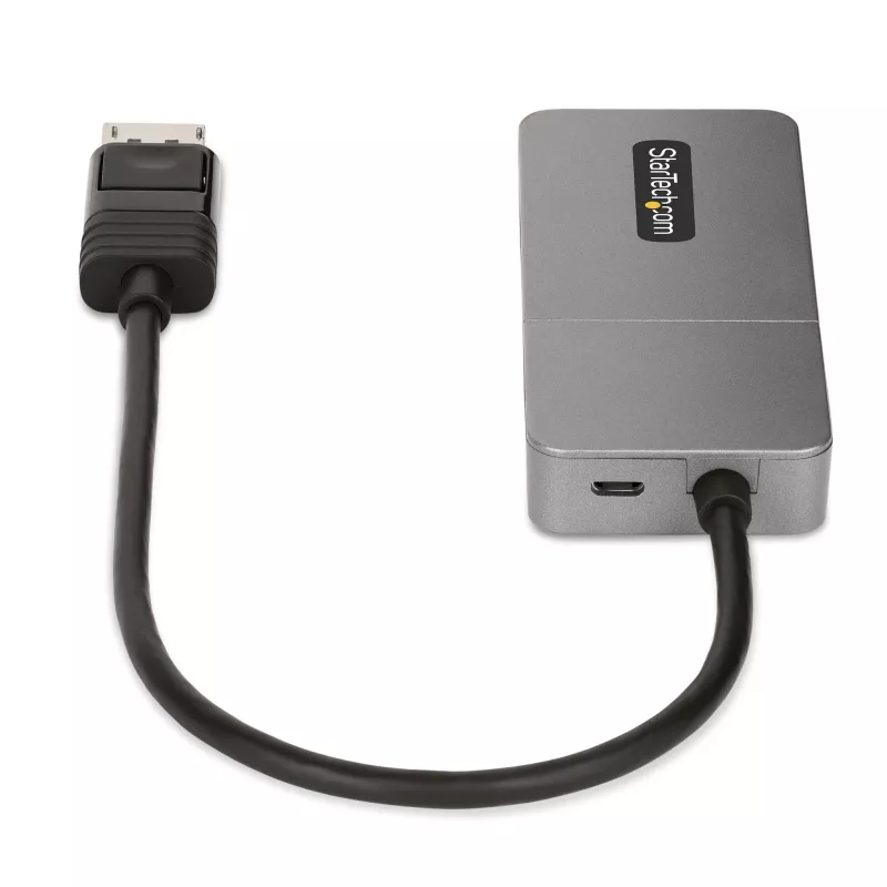 StarTech.com 3 prievadų MST šakotuvas – DisplayPort į 3x HDMI, trys 4K 60Hz monitoriai, DP 1.4 kelių monitorių vaizdo adapteris, 30 cm įmontuotas kabelis, maitinamas per USB, tik Windows