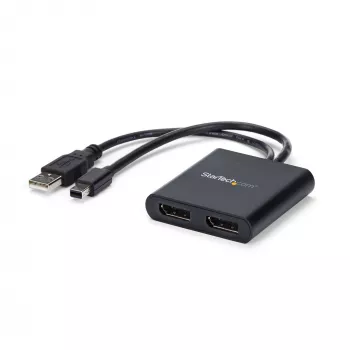 StarTech.com 2 prievadų kelių monitorių adapteris – Mini DisplayPort į 2x DisplayPort MST šakotuvas – dviguba 4K 30Hz – vaizdo skirstytuvas išplėstiniam darbalaukiui Windows kompiuteriuose – mDP 1.2 į 2x DP