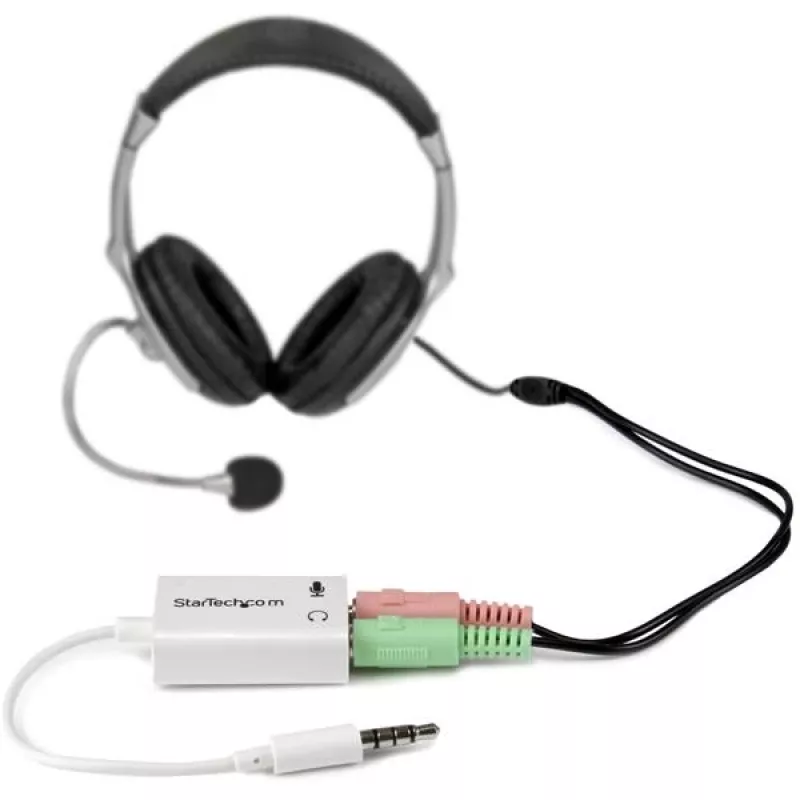 Adapteris ausinėms StarTech.com White 3,5 mm 4 pozicijų į 2x 3 pozicijų M/F