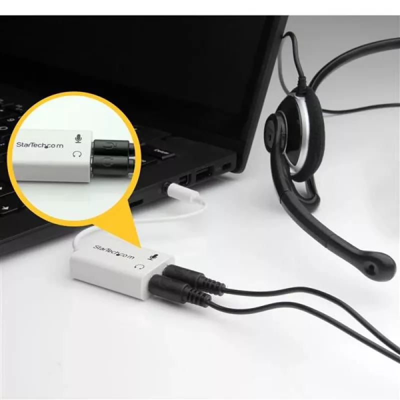 Adapteris ausinėms StarTech.com White 3,5 mm 4 pozicijų į 2x 3 pozicijų M/F