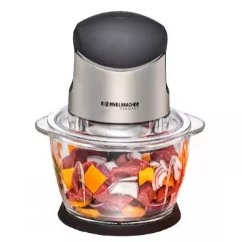 Elektrinis smulkintuvas Rommelsbacher MZ 400 — 1,0 L stiklinis dubuo, 400 W, nerūdijančio plieno 4 sparnų peilis, juodas