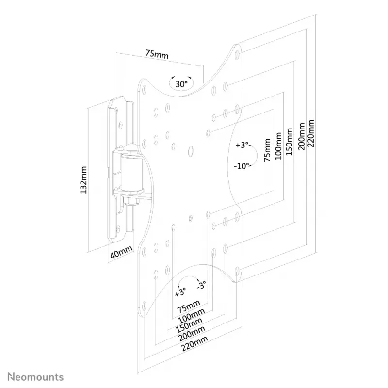 Neomounts FPMA-W115BLACK TV laikiklis į sieną 10-40 colių - pilnas judesys