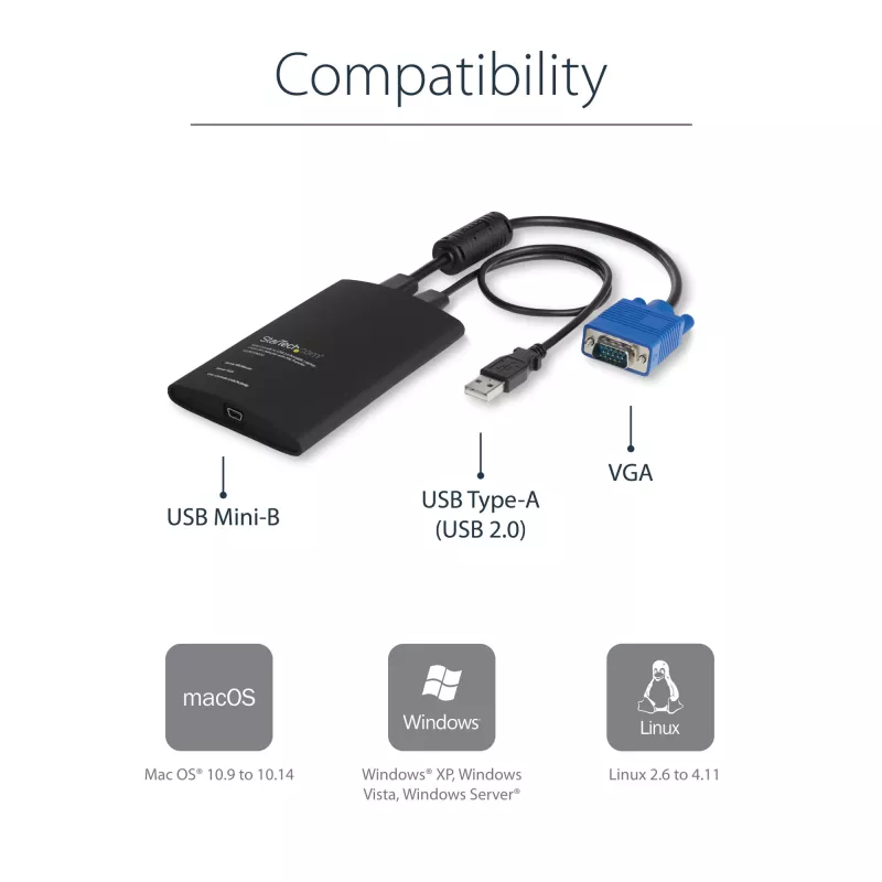 StarTech.com USB avarinės konsolės adapteris su failų perkėlimu ir vaizdo įrašymu