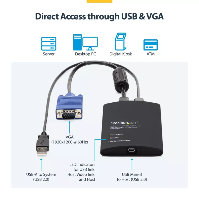StarTech.com USB avarinės konsolės adapteris su failų perkėlimu ir vaizdo įrašymu