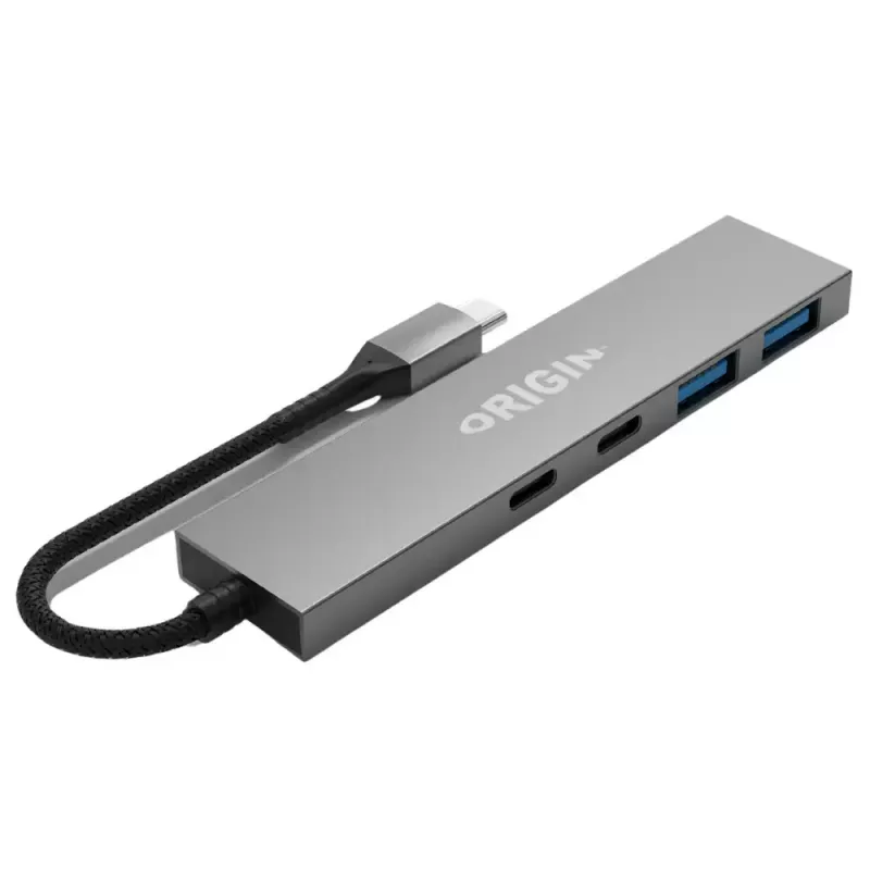 Origin Storage OS-HUB-USB3/C 4 prievadų USB 3.2 Gen 1 šakotuvas, 2 x USB-A, 2 x USB-C, pilkas