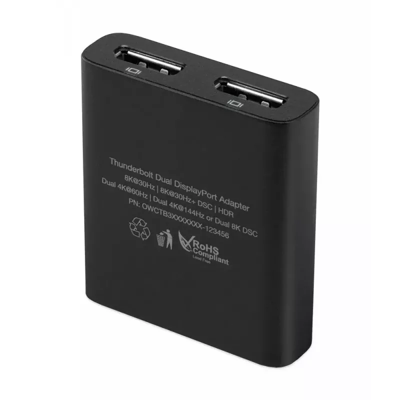 OWC Thunderbolt Dual DisplayPort Adapter USB grafikos adapteris 7680 x 4320 pikseliai Juoda