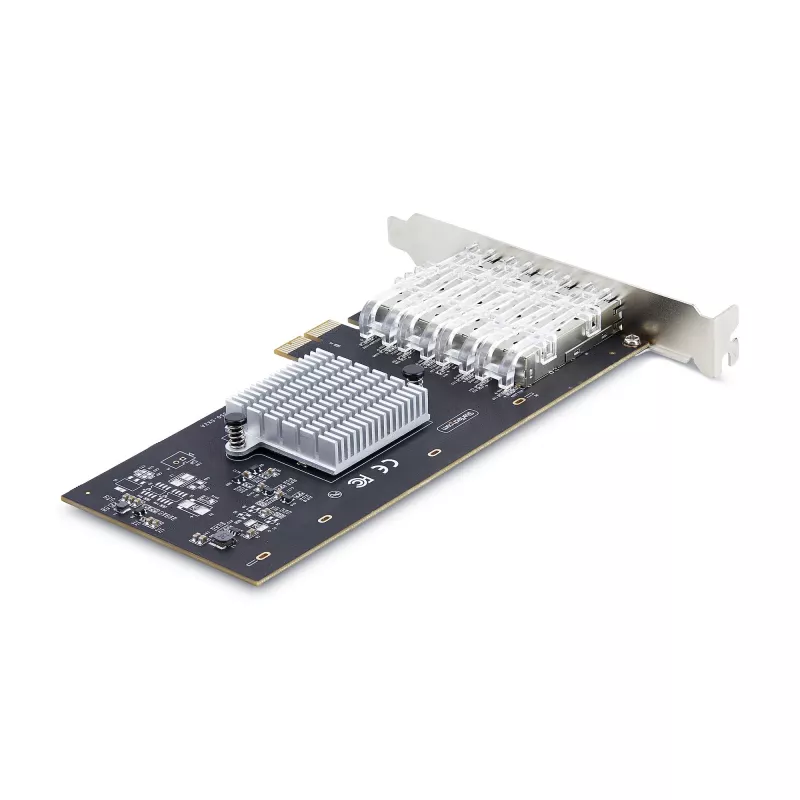 StarTech.com 4 prievadų GbE SFP tinklo plokštė, PCIe 2.0 x2 (x4, x8, x16 suderinama), Intel I350-AM4 4x 1GbE valdiklis, 1000BASE varis/šviesolaidis, darbalaukio/serverio keturių prievadų gigabito Ethernet NIC - Windows ir Linux