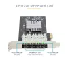 StarTech.com 4 prievadų GbE SFP tinklo plokštė, PCIe 2.0 x2 (x4, x8, x16 suderinama), Intel I350-AM4 4x 1GbE valdiklis, 1000BASE varis/šviesolaidis, darbalaukio/serverio keturių prievadų gigabito Ethernet NIC - Windows ir Linux