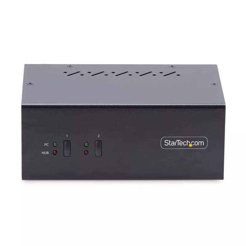 StarTech.com 2 prievadų dviejų monitorių DisplayPort KVM jungiklis, 4K 60Hz, 2x USB 5Gbps šakotuvas, 2x USB 2.0 HID prievadai, perjungimas klavišais ir mygtuku, TAA atitiktis, ESD 3 lygio apsauga
