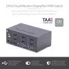 StarTech.com 2 prievadų dviejų monitorių DisplayPort KVM jungiklis, 4K 60Hz, 2x USB 5Gbps šakotuvas, 2x USB 2.0 HID prievadai, perjungimas klavišais ir mygtuku, TAA atitiktis, ESD 3 lygio apsauga