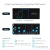 StarTech.com 2 prievadų dviejų monitorių DisplayPort KVM jungiklis, 4K 60Hz, 2x USB 5Gbps šakotuvas, 2x USB 2.0 HID prievadai, perjungimas klavišais ir mygtuku, TAA atitiktis, ESD 3 lygio apsauga