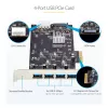 StarTech.com 4 prievadų USB PCIe kortelė, USB 3.2 5Gbps, PCI Express išplėtimo kortelė su 4 nepriklausomais USB valdikliais, 4x USB-A prievadai, Windows/macOS/Linux