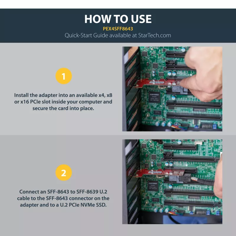 StarTech.com x4 PCI Express į SFF-8643 adapteris PCIe NVMe U.2 SSD