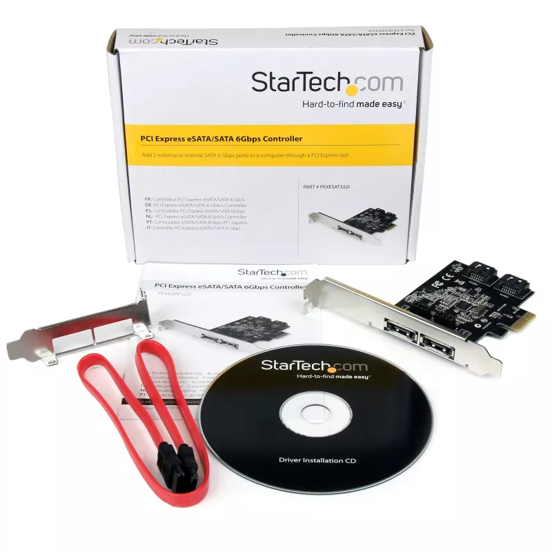 StarTech.com 2 prievadų PCI Express SATA 6 Gbps eSATA valdiklio kortelė – dviejų prievadų PCIe SATA III kortelė – 2 vidiniai / 2 išoriniai