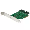 StarTech.com 3 prievadų M.2 SSD (NGFF) adapterio kortelė - 1 x PCIe (NVMe) M.2, 2 x SATA III M.2 - PCIe 3.0