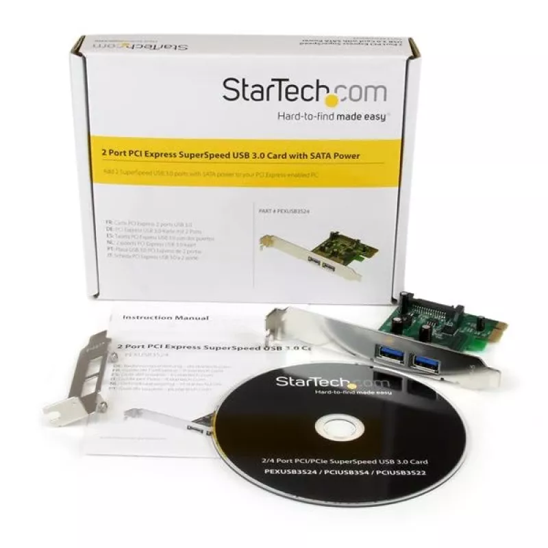 StarTech.com 2 prievadų PCI Express (PCIe) SuperSpeed USB 3.0 plokštė su UASP ir SATA maitinimu