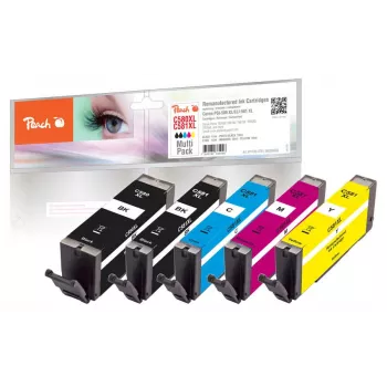 Peach PI100-378 kasečių rinkinys 5 vnt. Suderinamos aukštos (XL) talpos juoda, žydra, rausvai violetinė, geltona
