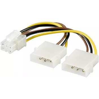 Microconnect PI1919 vidinis PC maitinimo kabelis, 2x 5,25" (4 kontaktų) į PCI Express 6 kontaktų, 0,15 m