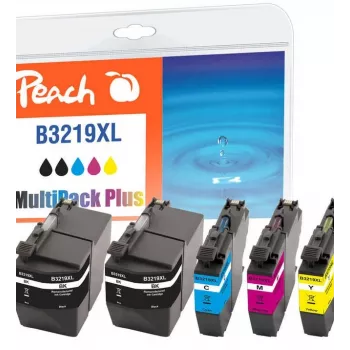 Peach Combi Pack Plus, suderinamas su Brother LC-3219XL, didelės talpos (XL), juoda, žydra, rausvai raudona, geltona, 62 ml, 15 ml, 5 vnt., komplektas
