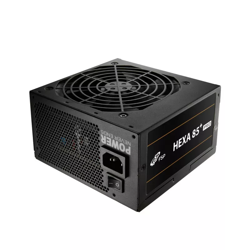 FSP HEXA 85+ PRO 350W maitinimo blokas ATX ATX2.5 juodas, 350 W, 100-240 V, 50-60 Hz, 5-2 A, aktyvus, 85 W