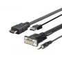 Vivolink PROHDMIMVGA1 vaizdo kabelio adapteris 1 m HDMI+VGA+USB+3,5 mm juodas