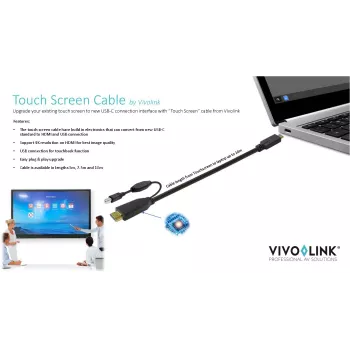 Vivolink PROUSBCHDMIUSBB10 USB-C į HDMI ir USB-B laidas, USB 3.2 Gen 1, 10 m, juodas