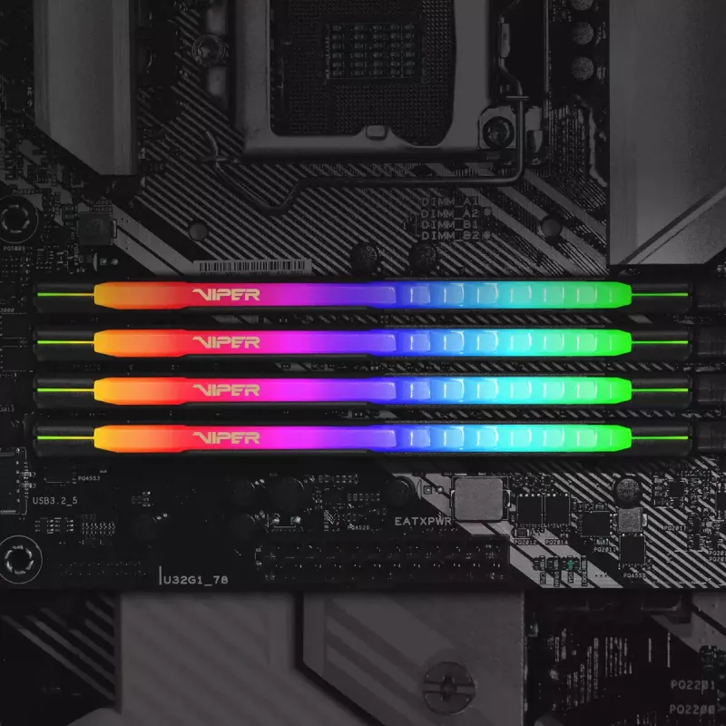 PATRIOT Viper Steel RGB 16 GB (2x8 GB) 3600 MHz DDR4 atminties rinkinys 288-pin DIMM 1.35V