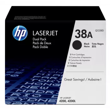 HP 38A 2 vnt. juodi originalūs LaserJet kasečiai Q1338D