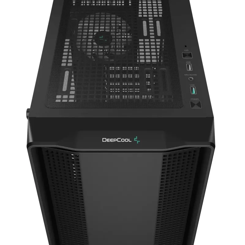 PC korpusas DeepCool CC560 V2 Midi Tower juodas - ATX/microATX, grūdintas stiklas, RGB priekis, 360mm priekinis radiatorius, 370mm GPU