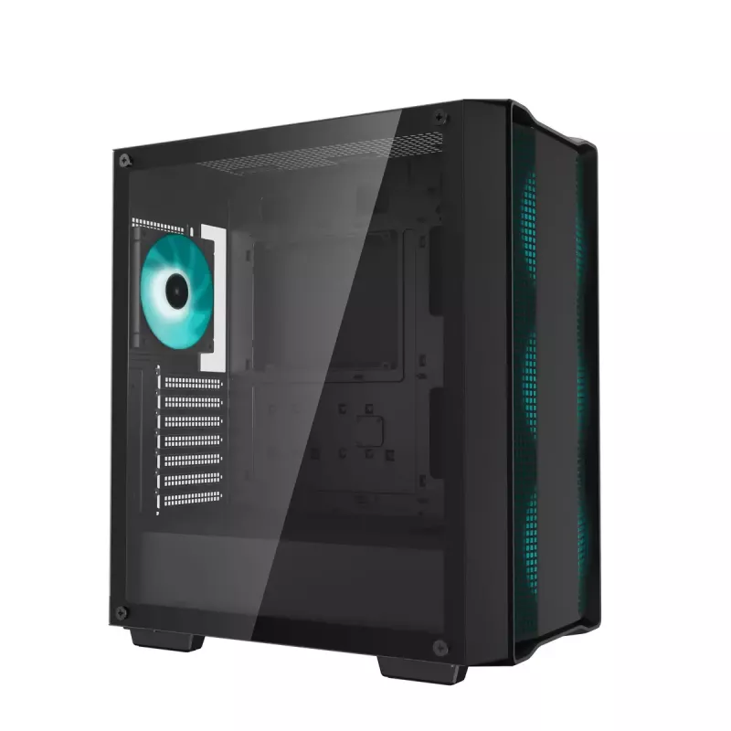 PC korpusas DeepCool CC560 V2 Midi Tower juodas - ATX/microATX, grūdintas stiklas, RGB priekis, 360mm priekinis radiatorius, 370mm GPU