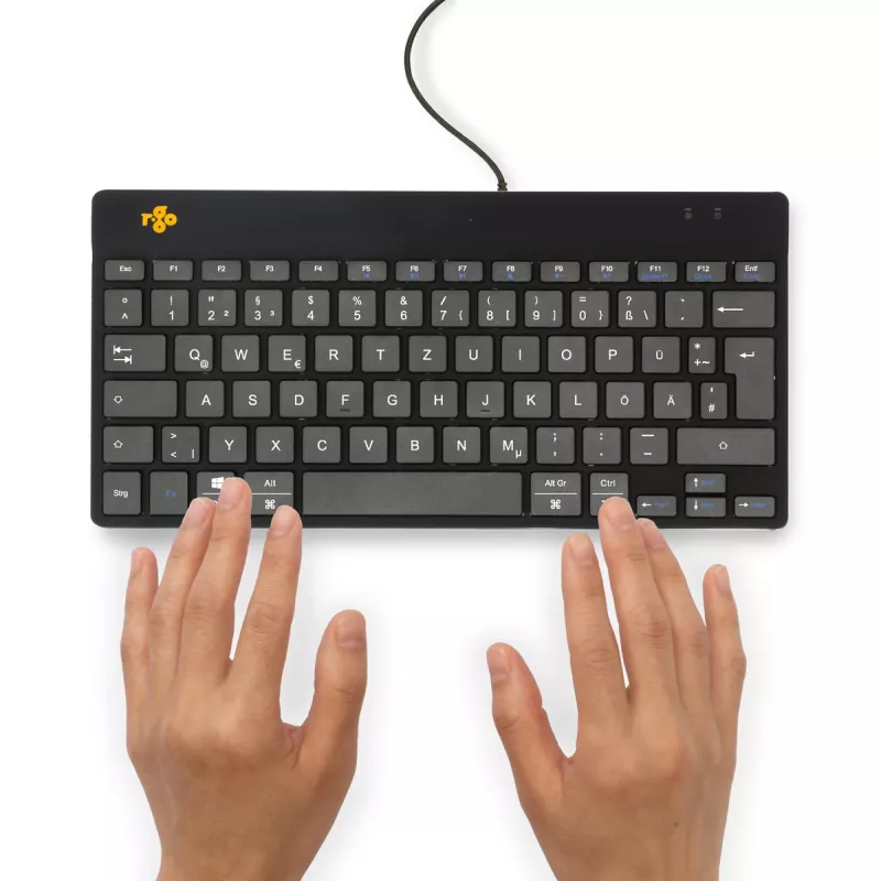 Ergonominė klaviatūra R-Go Tools Compact Break, kompaktiška su pertraukų programine įranga, QWERTZ (DE), laidinė, juoda