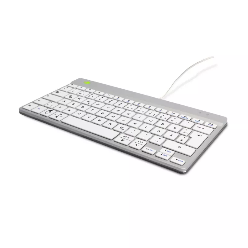 R-Go Tools ergonominė klaviatūra R-Go Compact Break, kompaktiška klaviatūra su pertraukų programine įranga, QWERTZ (DE), laidinė, balta