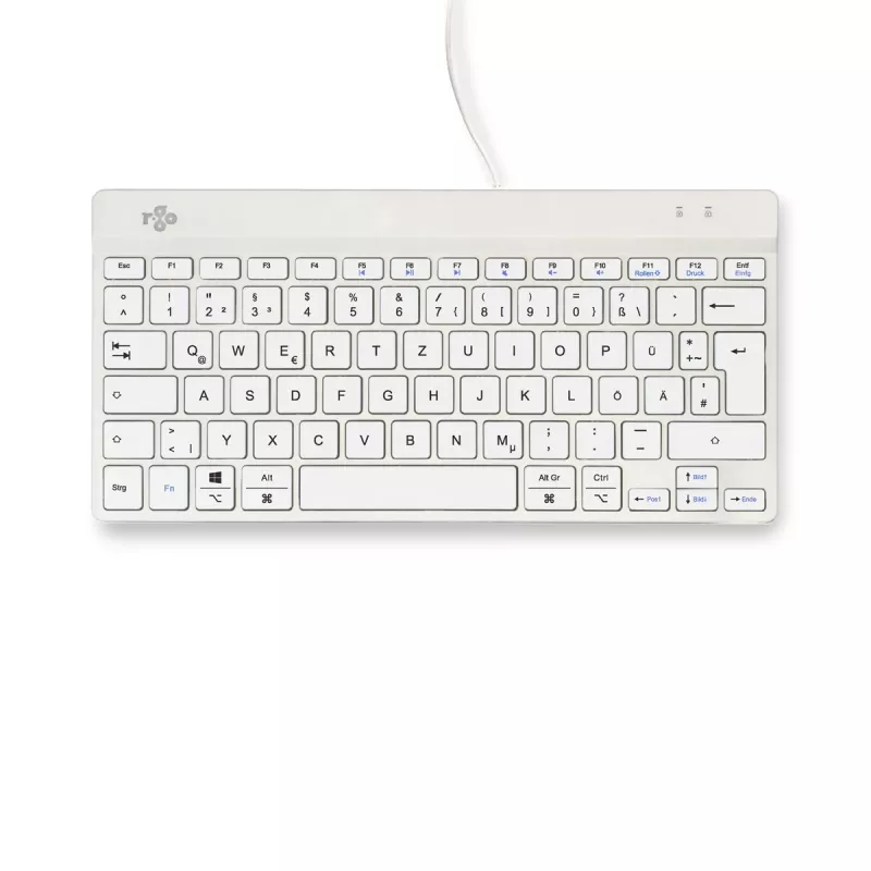 R-Go Tools ergonominė klaviatūra R-Go Compact Break, kompaktiška klaviatūra su pertraukų programine įranga, QWERTZ (DE), laidinė, balta