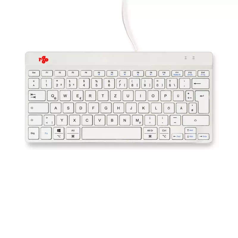 R-Go Tools ergonominė klaviatūra R-Go Compact Break, kompaktiška klaviatūra su pertraukų programine įranga, QWERTZ (DE), laidinė, balta