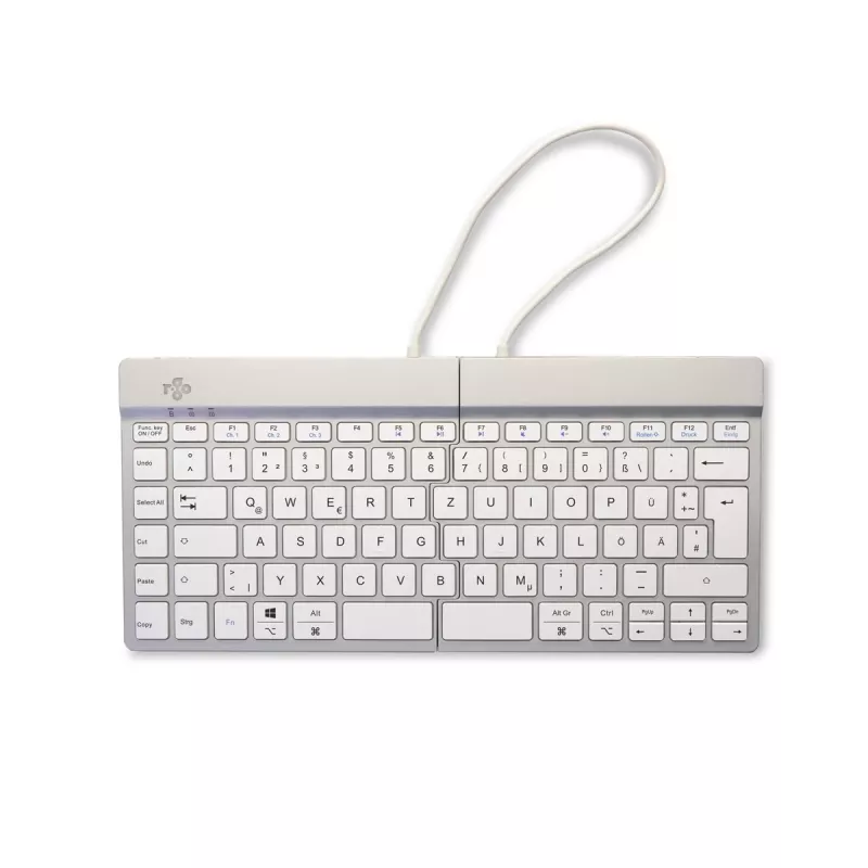 Ergonominė klaviatūra R-Go Tools Split Break su pertraukų programine įranga, išskirta klaviatūra, QWERTZ (DE), Bluetooth, balta