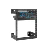 StarTech.com 12U 19 colių sieninis tinklo stovas - 12 colių gylio 2 stulpų atviras rėmas serverio patalpai duomenų/AV/IT/kompiuterių įrangai/pataisų skydeliui su narvelinėmis veržlėmis ir varžtais, talpa 200 svarų, juodas (RK12WALLO)