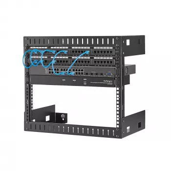 StarTech.com RK812WALLO 8U 19 colių sieninis tinklo stovas - 12 colių gylio 2 stulpų atviras rėmas serverio patalpai, duomenų/AV/IT/kompiuterinei įrangai, skydams su narvelinėmis veržlėmis ir varžtais, talpa 135 svarai, juodas