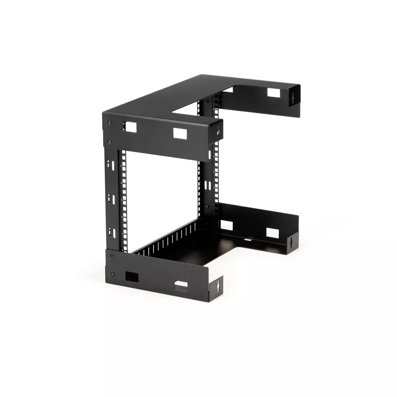StarTech.com RK812WALLO 8U 19 colių sieninis tinklo stovas - 12 colių gylio 2 stulpų atviras rėmas serverio patalpai, duomenų/AV/IT/kompiuterinei įrangai, skydams su narvelinėmis veržlėmis ir varžtais, talpa 135 svarai, juodas