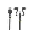 StarTech.com 3,3 pėdų (1 m) Patvarus USB Daugiafunkcis Įkrovimo Laidas, USB į Lightning/Micro-USB/Type-C, Apple MFi Sertifikuotas, Aramidinis Apvalkalas, Universalus 3-in-1 USB Įkroviklio Laidas iPhone/iPad/Android