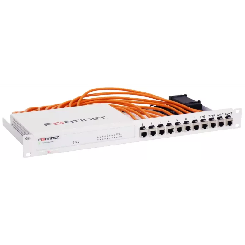 Rackmount.it 1U stelažinis montavimo rinkinys FortiGate 60E / 61E su ekranuotais kabeliais