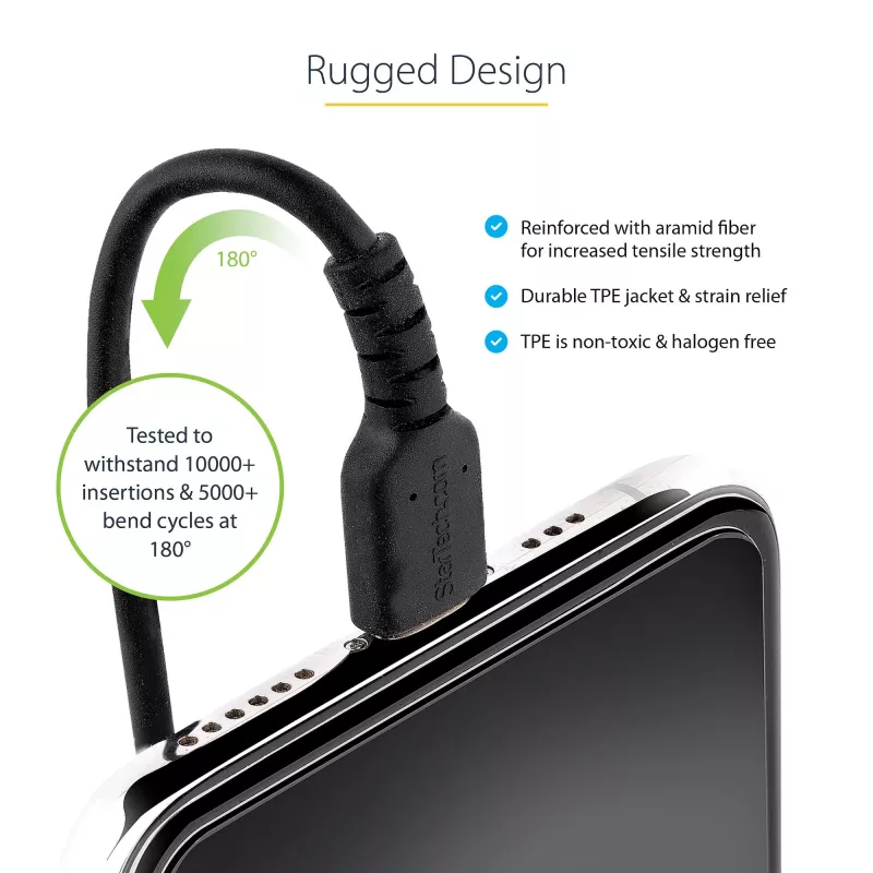 StarTech.com 1m USB–Lightning kabelis, susukamas, MFi sertifikuotas, juodas