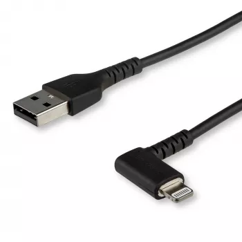 StarTech.com 2 m patvarus USB A – Lightning laidas, juodas, 90° stačiu kampu, armuotas aramidiniu pluoštu, Apple MFi sertifikuotas, iPhone