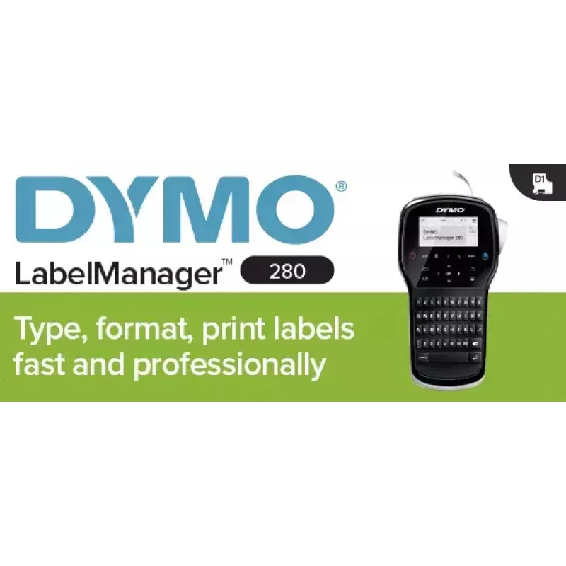 Etikečių spausdintuvas Dymo LabelManager 280 – terminis perkėlimas, D1 juosta 6/9/12 mm, įkraunamas, LCD, QWERTY