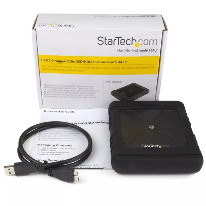 StarTech.com S251BRU33 Patvarus išorinis kietojo disko dėklas, USB 3.0 į 2,5 colio SATA 6Gbps HDD arba SSD, UASP