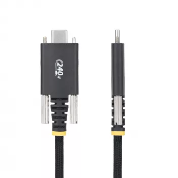 StarTech.com 2m USB-C įkrovimo laidas su šoniniais fiksavimo varžtais, 240W (5A) PD EPR, dvigubas silikono/pintas apvalkalas, USB 2.0, USB-IF sertifikuotas, tvirtas USB-C įkrovimo laidas
