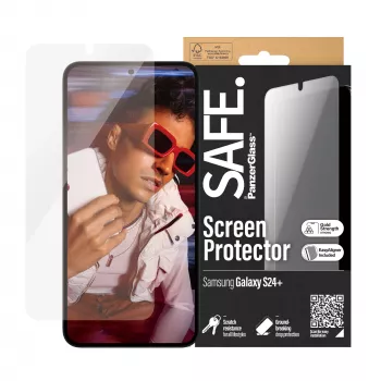 PanzerGlass SAFE. apsauginis stiklas Samsung Galaxy S24+ | Ultra-Wide Fit su EasyAligner