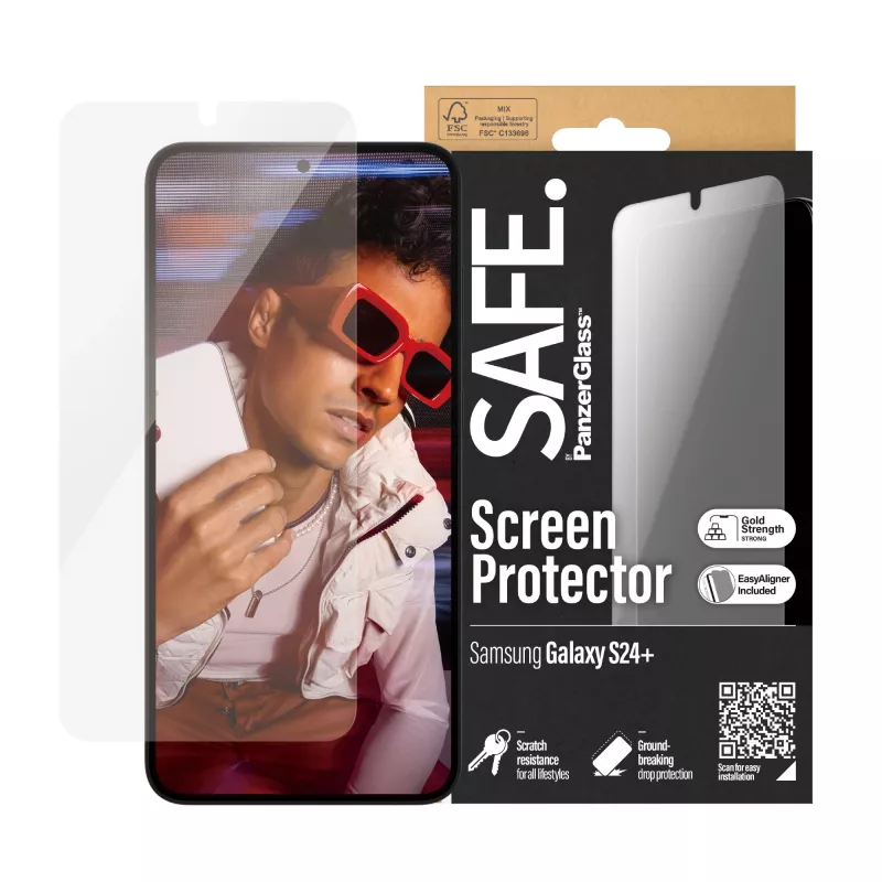 PanzerGlass SAFE. apsauginis stiklas Samsung Galaxy S24+ | Ultra-Wide Fit su EasyAligner