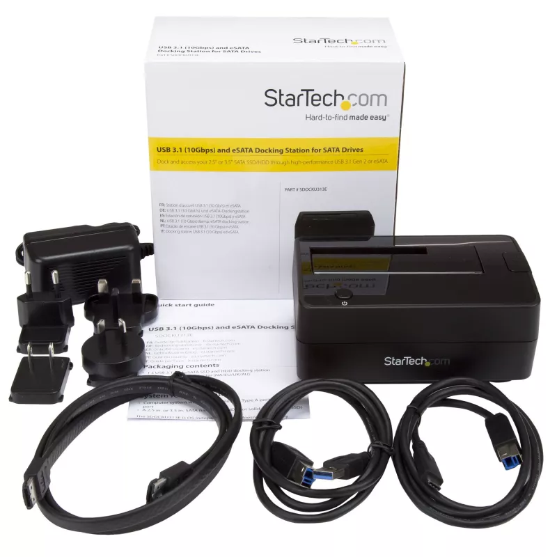 StarTech.com vieno lizdo USB 3.1 / eSATA į SATA kietojo disko dokas, USB 3.1 (10 Gbps) išorinis 2,5/3,5 colio SATA III HDD/SSD dokas, viršutinis įdėjimas
