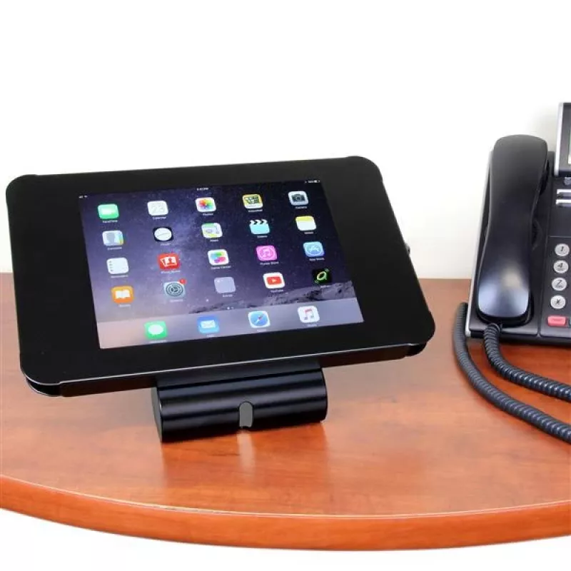 StarTech.com Secure Tablet Stand – Užrakinamas planšetinio kompiuterio stovas, montuojamas ant stalo ar sienos, juodas, 24,6 cm (9,7 colio), 9,7 colio iPad, plienas, 1,3 cm, raktas
